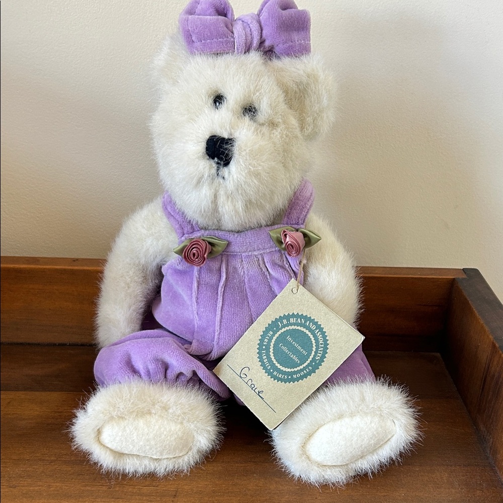 Boyd’s Bear “Grace” Purple Overalls Teddy Bear
